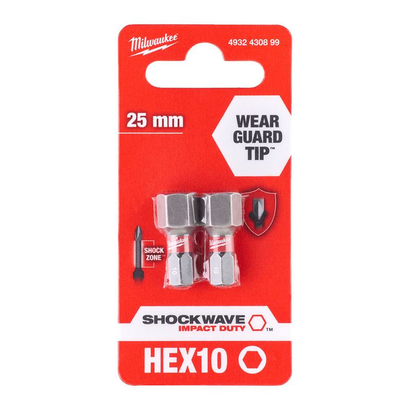 Bit udarowy Hex 10mm - dł. 25mm - (2 szt.)