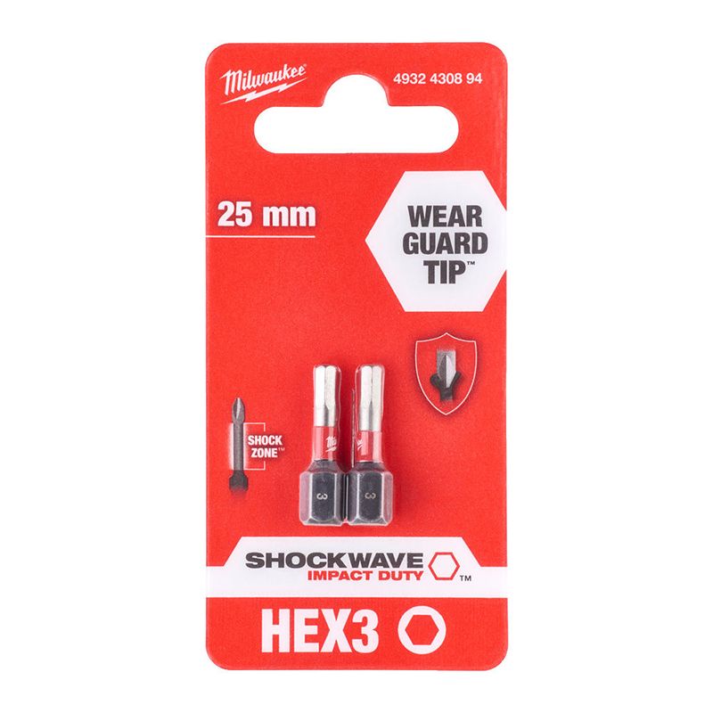 Bit udarowy Hex 3mm - dł. 25mm - (2 szt.)